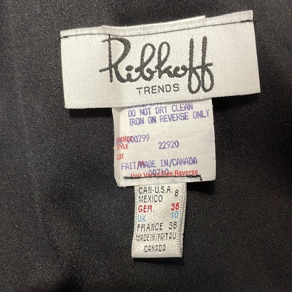 Joseph Ribkoff Blouse Veston Jacket 8 Sequins Shoulder Pads Full Zip Black Cream - Picture 6 of 9